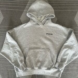 Pink By Victoria’s Secret Gray Hoodie with Crest and Dachshund Emblem Size S